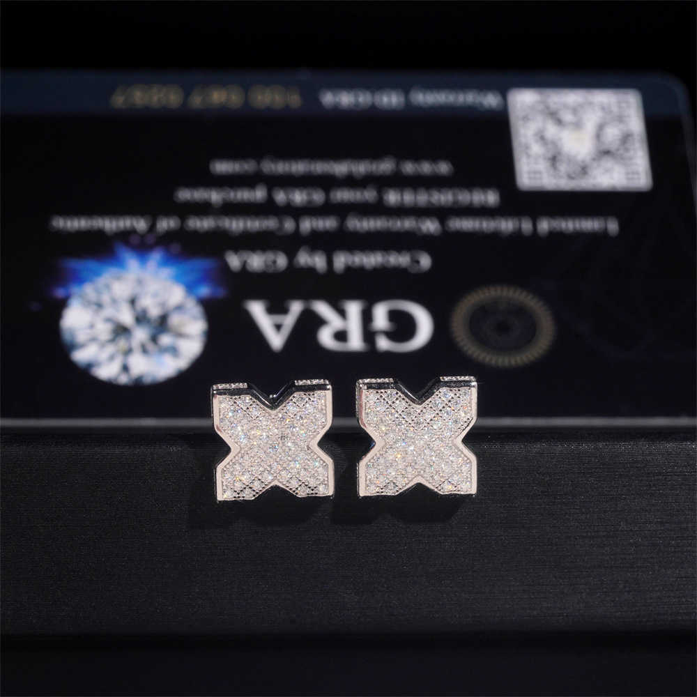 American fashion 925 sterling silver vvs moissanite earrings light luxury windmill cross style