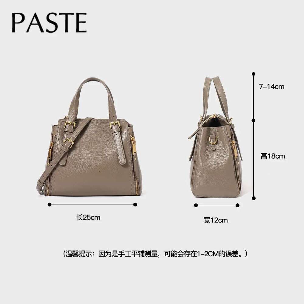 Classic Summer Double Zipper Design Hand Bags For Cowskin Leather Adjustable Handle Women Tote Shoulder Bag