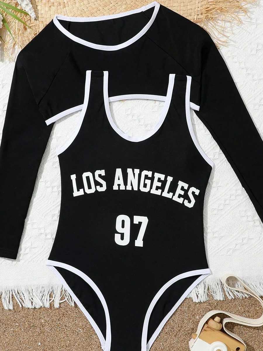 2024 Print Girls Swimsuit Two Piece Kids Swimwear Female Childrens Bathers Bathing Swimming Swim Suit BeachwearXJ250214