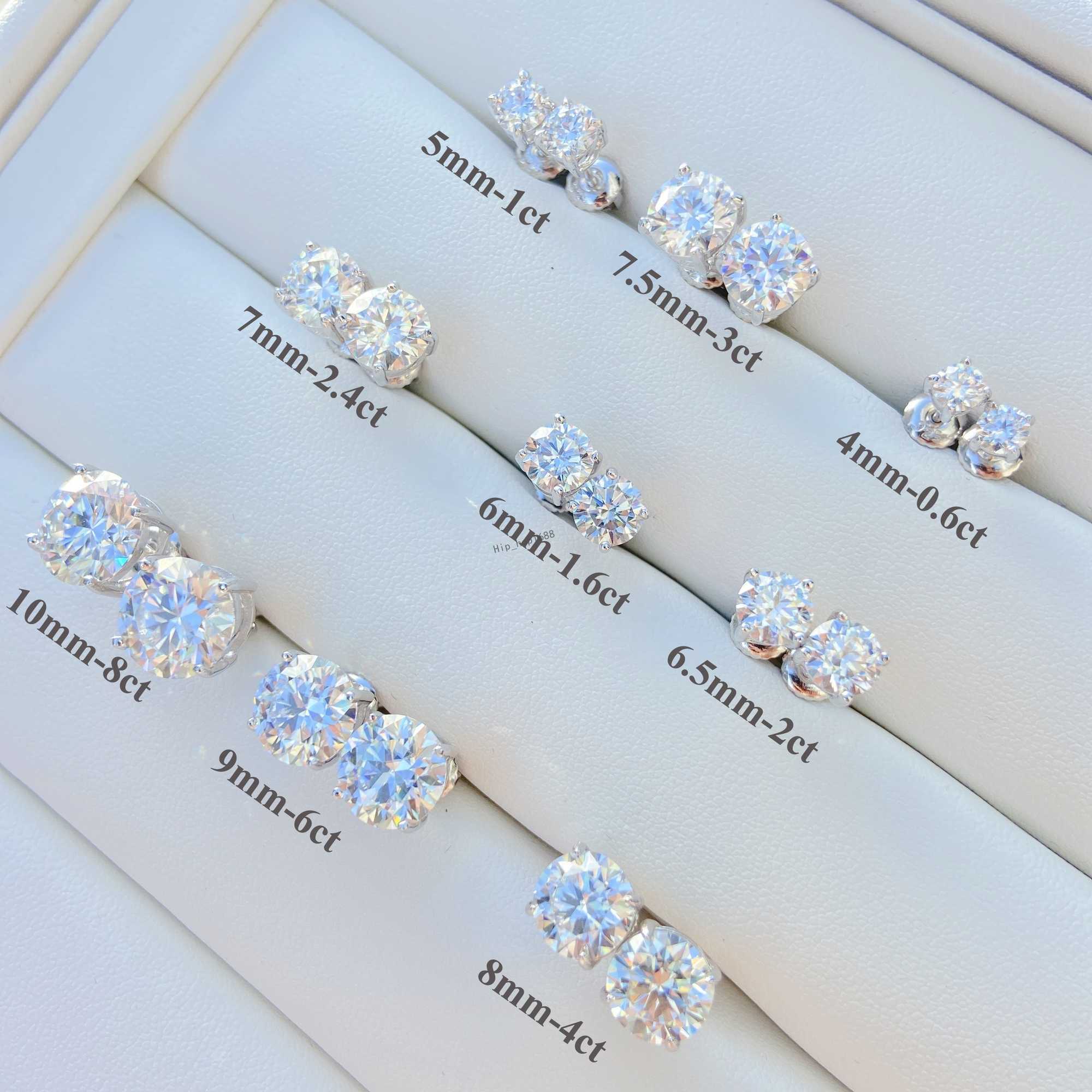 Luxury Cute Small earrings Classic Design Four Claws Round VVS Moissanite Lab Diamond Sterling Silver 925 Stud Earrings