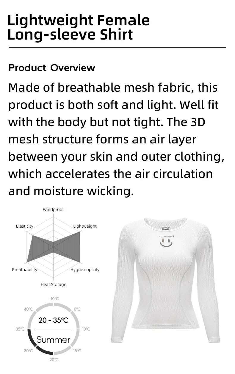 ROCKBROS Women's Long Sleeve Summer Cycg Jersey For Fiess Gym Sports Yoga Shirts Reflective Breathable Clothes