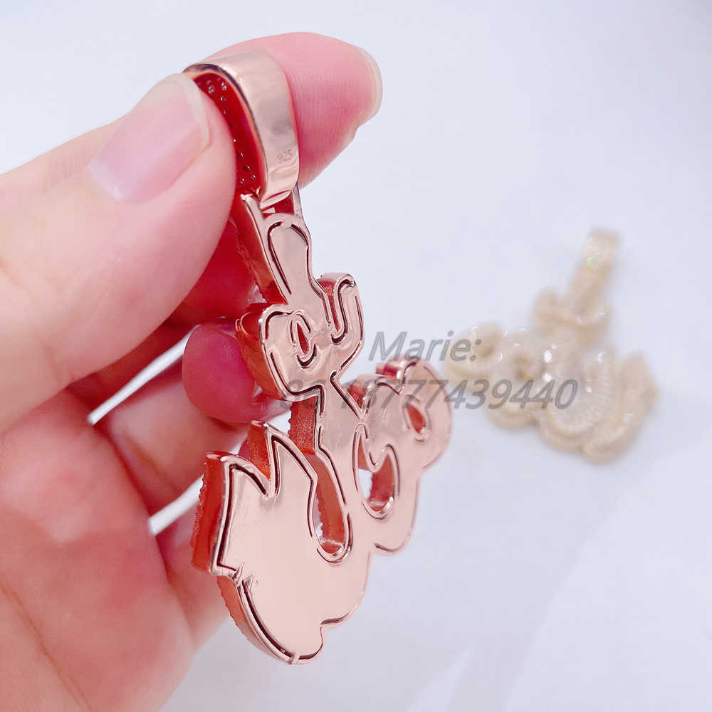 Mens Pass Diamond Test Jewelry Religious Muslim Islamic Silver With Moissanite Allah Symbol Charm Iced Pendant Necklace