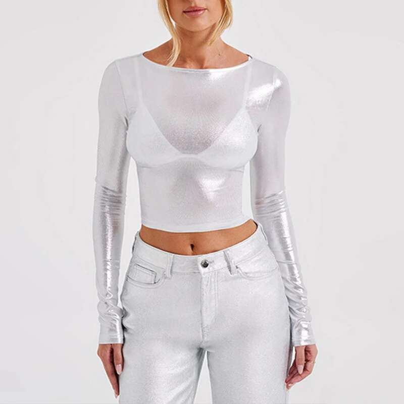 Sexy T-Shirt Women Autumn New Streetwear Long Sleeves Winter Crop Top Bodycon Solid Fashion O-Neck Casual Slim T-Shirts Female