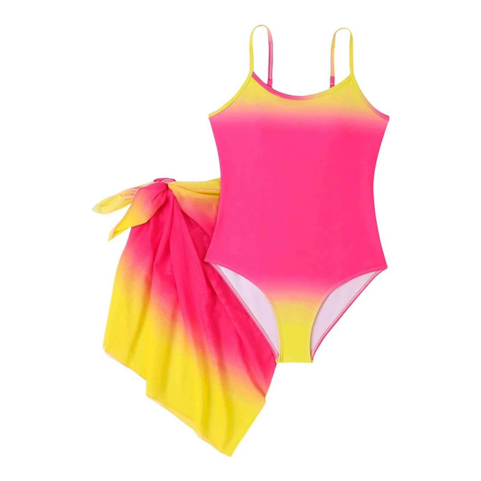 Kids Swimsuit Size 12 Girls Swimsuits Color Block Cutout One Shoulder Bathing Suit With Mesh Cover Up 1 12 14 Girls SwimsuitsXJ250214