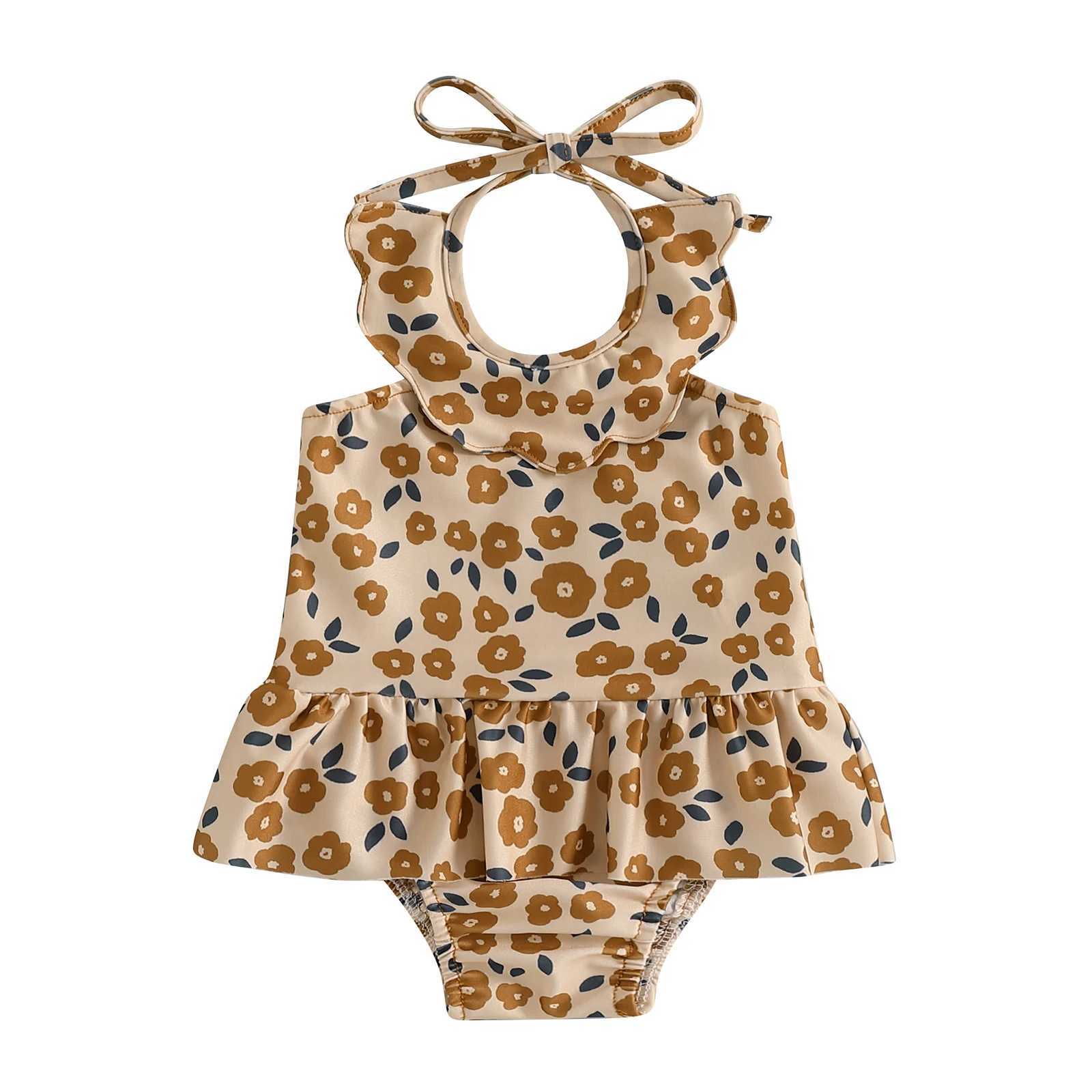 0-3Years Baby Girl Swimsuit Summer Cute Sleeveless Square Neck Slips Rompers Bathing Suit Toddlers Beachwears SwimwearXJ250214