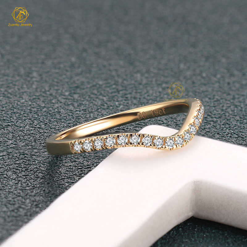 18K Yellow Gold 1.3mm FG VS Round Natural Diamond Half Band Eternity Ring for Fashion Engagement Daily Wear
