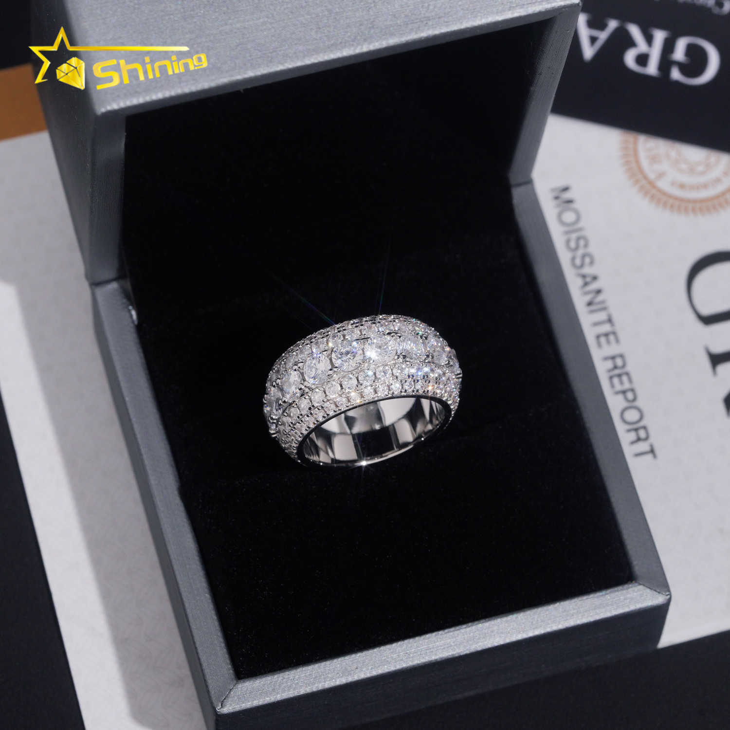 Ready To Ship Men Hip Hop Fully Iced Out CZ Diamond Ring Fashion Jewelry Rings Brass Zircon Engagement Ring