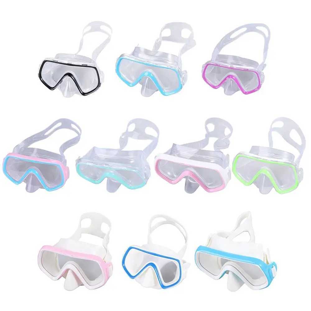 PVC Strap Kids Swim Goggles Anti Fog PC Glass Snorkel Swimming Goggles with Nose Cover Vibrant Colors Child Diving Mask Boys Z250215