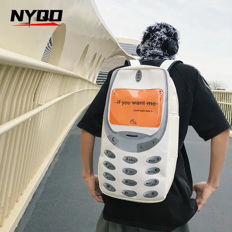 2024 Y2k Women Students Schoolbags Men Personality Vintage Telephone Messenger Bags Large Capacity Funny Ins Travel Backpacks 250122
