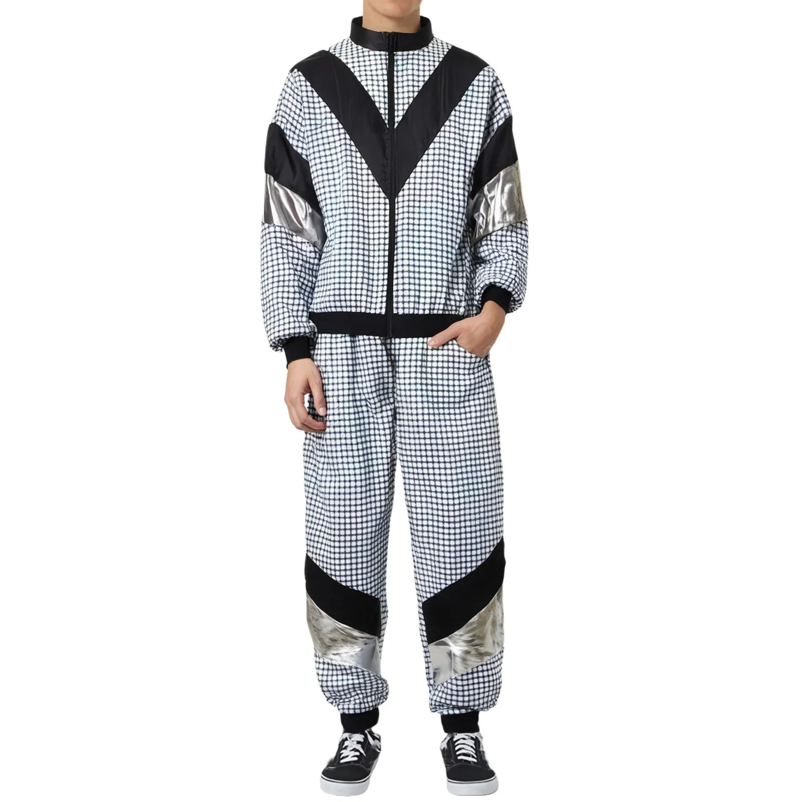 Mardi Gras 80s 90s Disco Tracksuit Jacket And Pants Joggers Carnival Theme Party Suit Live Cosplay Retro Style Outfits 250214
