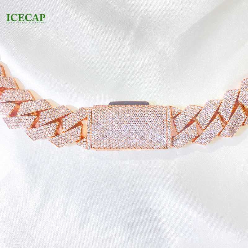 Miami Cuban Chain Jewelry Men Hip Hop Necklace 925 Silver Rose Gold Plated 20mm Moissanite Cuban Link Chain