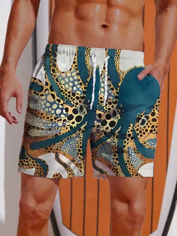 2024 Summer 3D Printed Ukiyo-E Fierce Dragon Printing Shorts Mens Board Shorts Swim Trunks Drawstring Breathable Short W250215