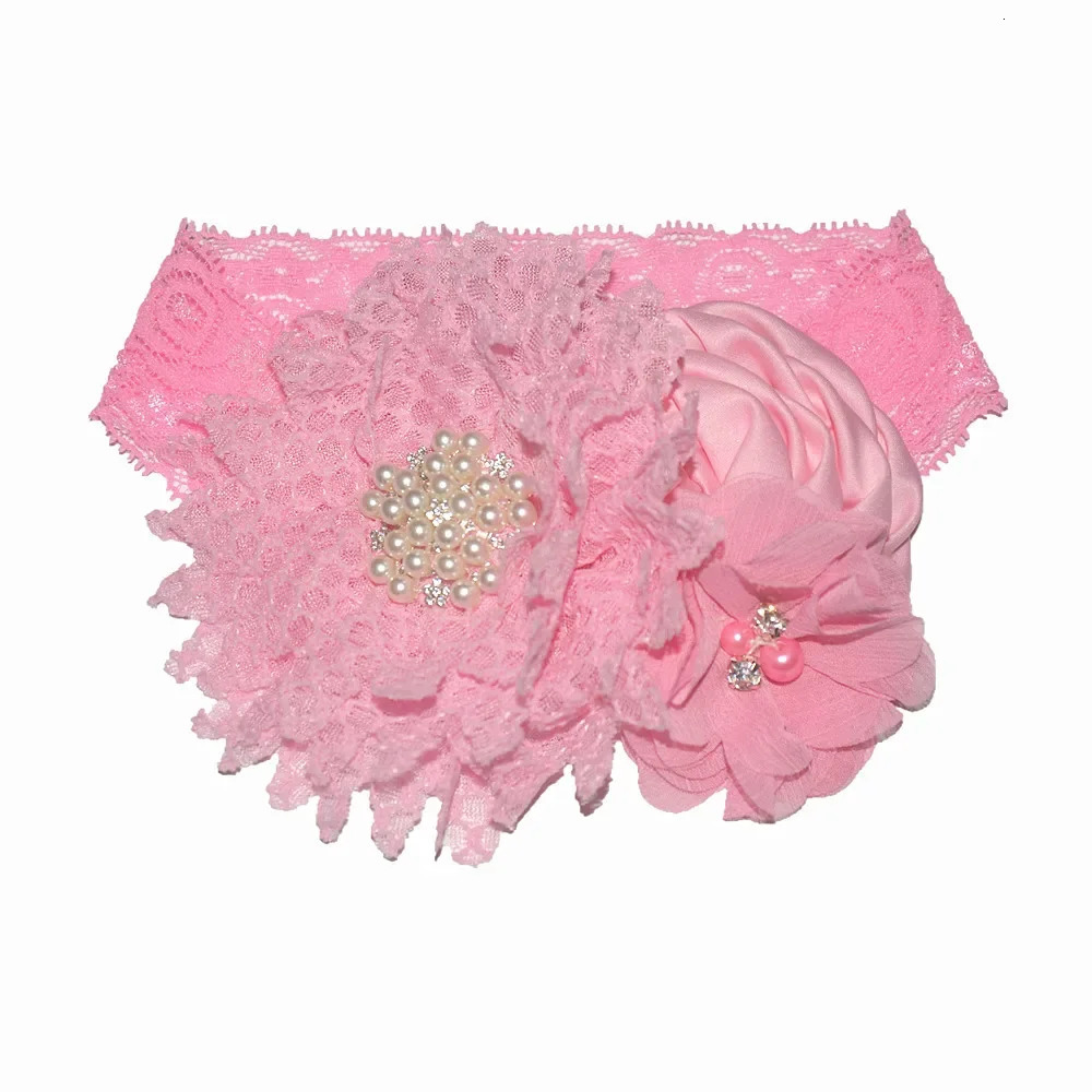 Baby girls Flower Headband born Infant Pearl Flowers With Lace wide Headbands Bebes Hair accessories Phoro props Kids Turban 250121