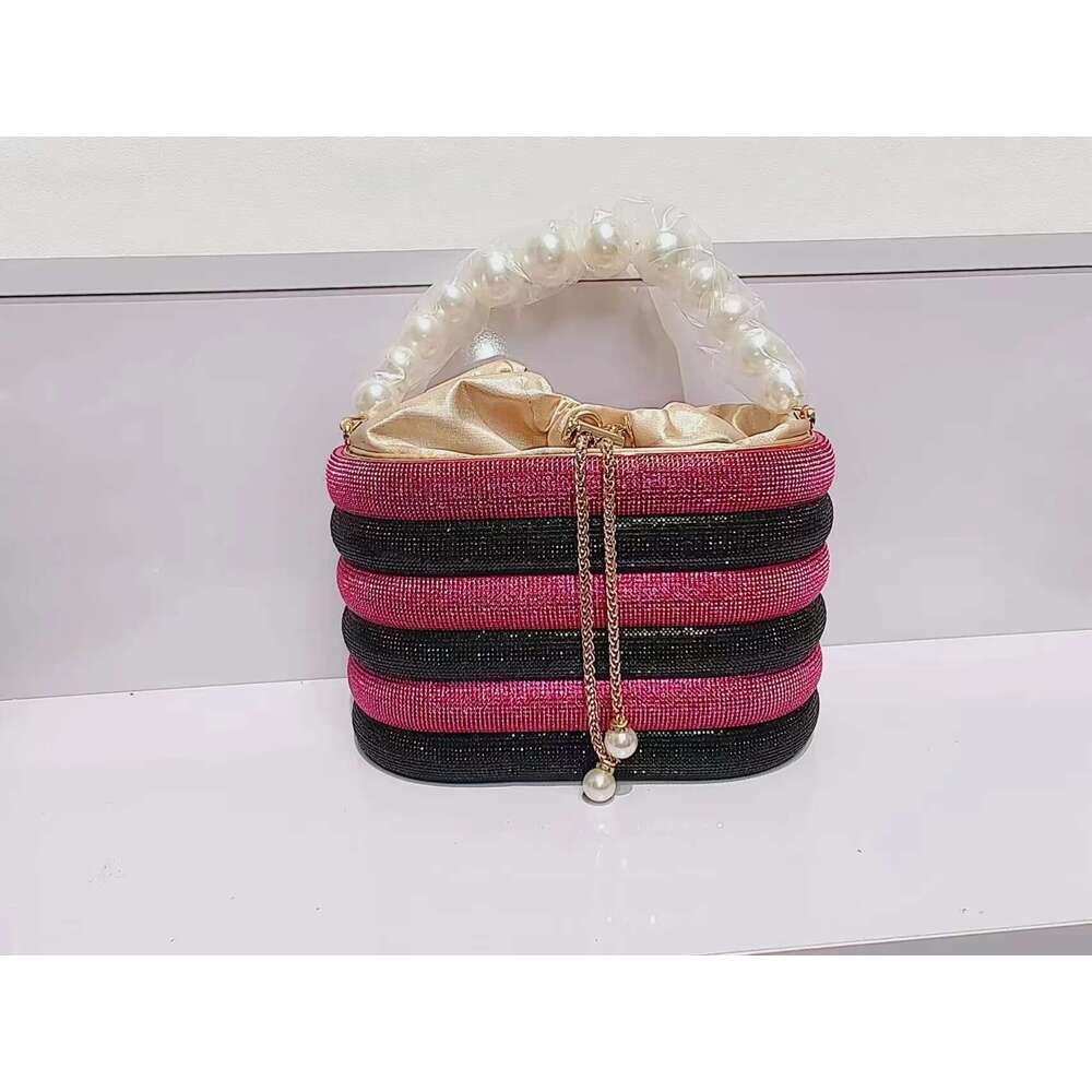 Designer Glitter Shiny Dias Evening Pearl Handle Women Handbag Wedding Party Clutch Purse Shoulder Crossbody Bag