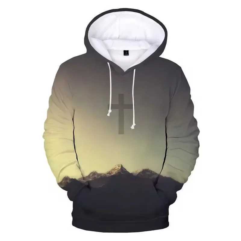 Christian Jesus Mens Hoodie 3D Printed Spring and Autumn Hoodie Casual Long Sleeve Street Sweatshirt Four Seasons Mens Hoodie W250215