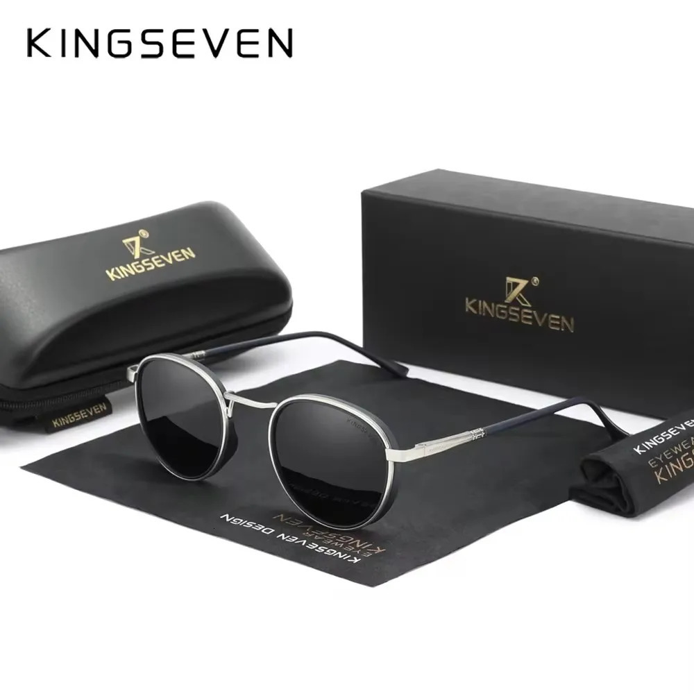 KINGSEVEN Round Frame Sunglasses For Men Polarized UV400 Vintage Women Eyewear Protect High Quality Glasses 250213
