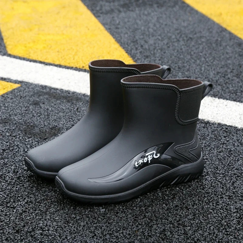 Cropped Rain Boots Mens Waterproof Kitchen Non-slip Work Hard-wearing Rubber Shoes Fishing Shoes Water Shoes 250213