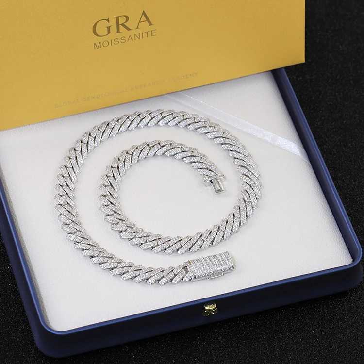 Rts Jewelry 12mm Wide Iced Out Chain Moissanite Diamond Cuban Link Chain for Hip Hop Men