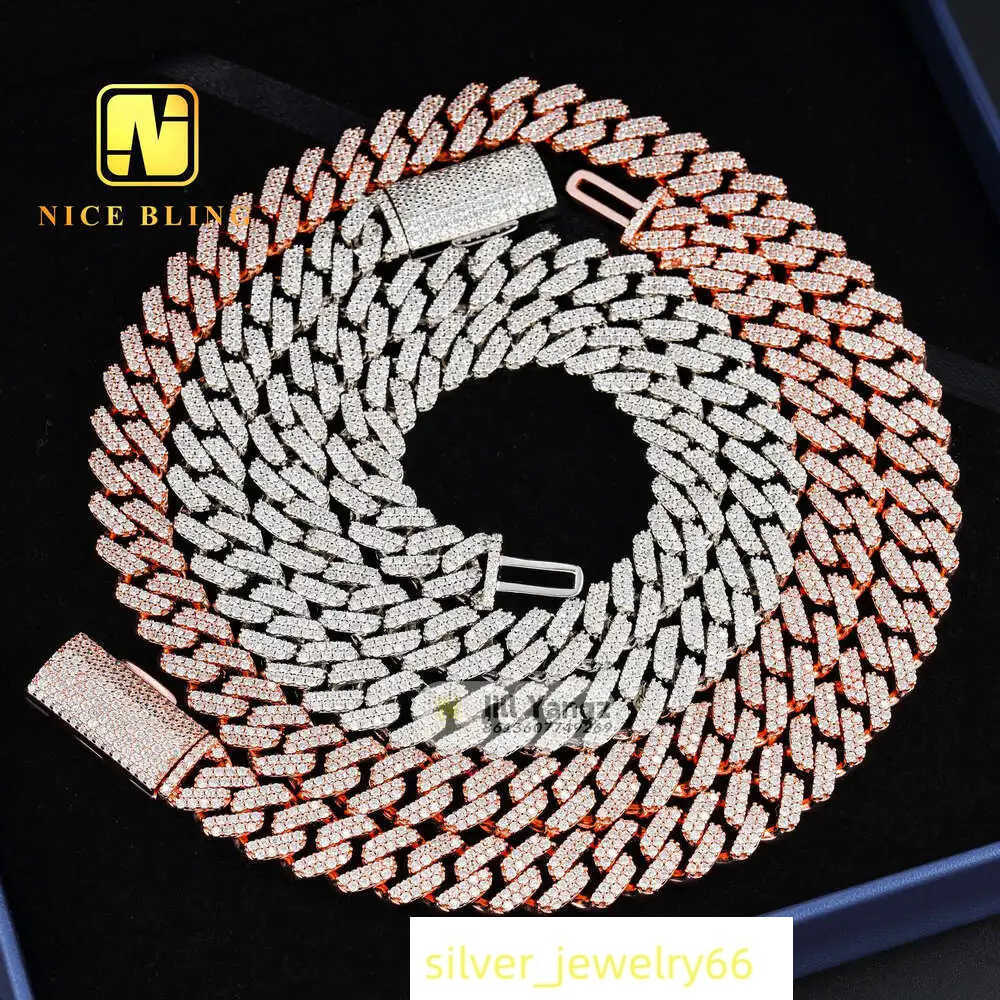 Wholesale Cheap Price 13mm Fine Quality 925 Sterling Silver Cuban Chain Cubic Zirconia Necklace Hip Hop Jewelryry Necklace Rock