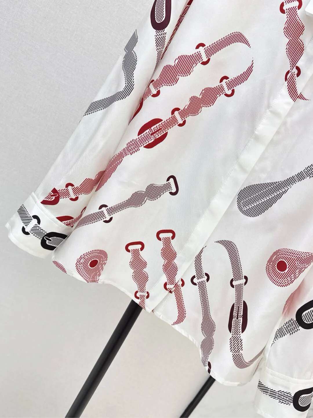 2024 Winter New 100% Silk New Arrival Long Sleeve Print Blouse Shirt Clothing For Women