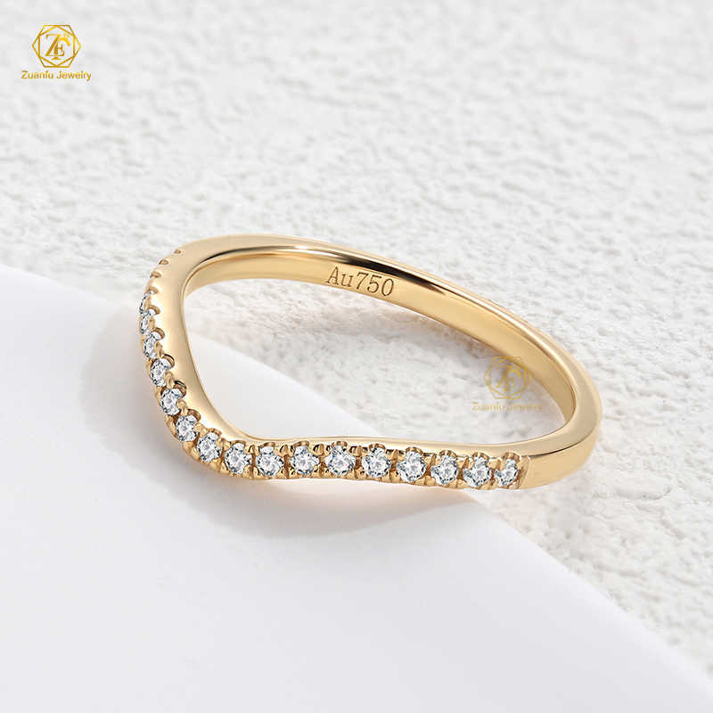 High Quality Fine Jewelry 18K Yellow Gold 1.3mm FG VS Round Natural Diamond Half Band Eternity Ring for Daily Wear