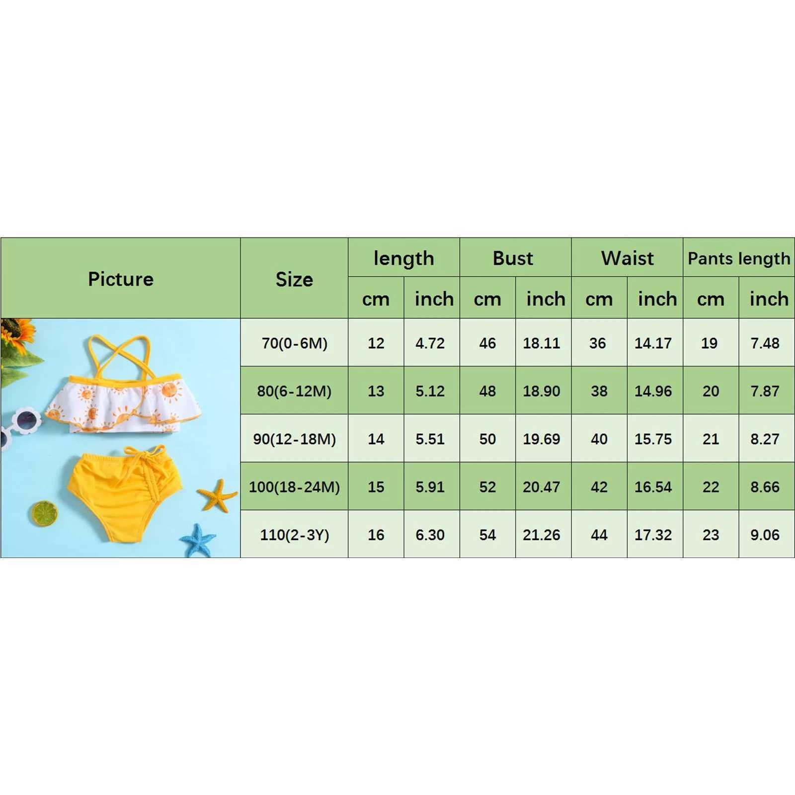 0-3T Baby Girls 2pcs Yellow Swimsuit Set Swimwear Summer Sun Print Camisole and Elastic Drstring Beach Shorts SwimwearXJ250214