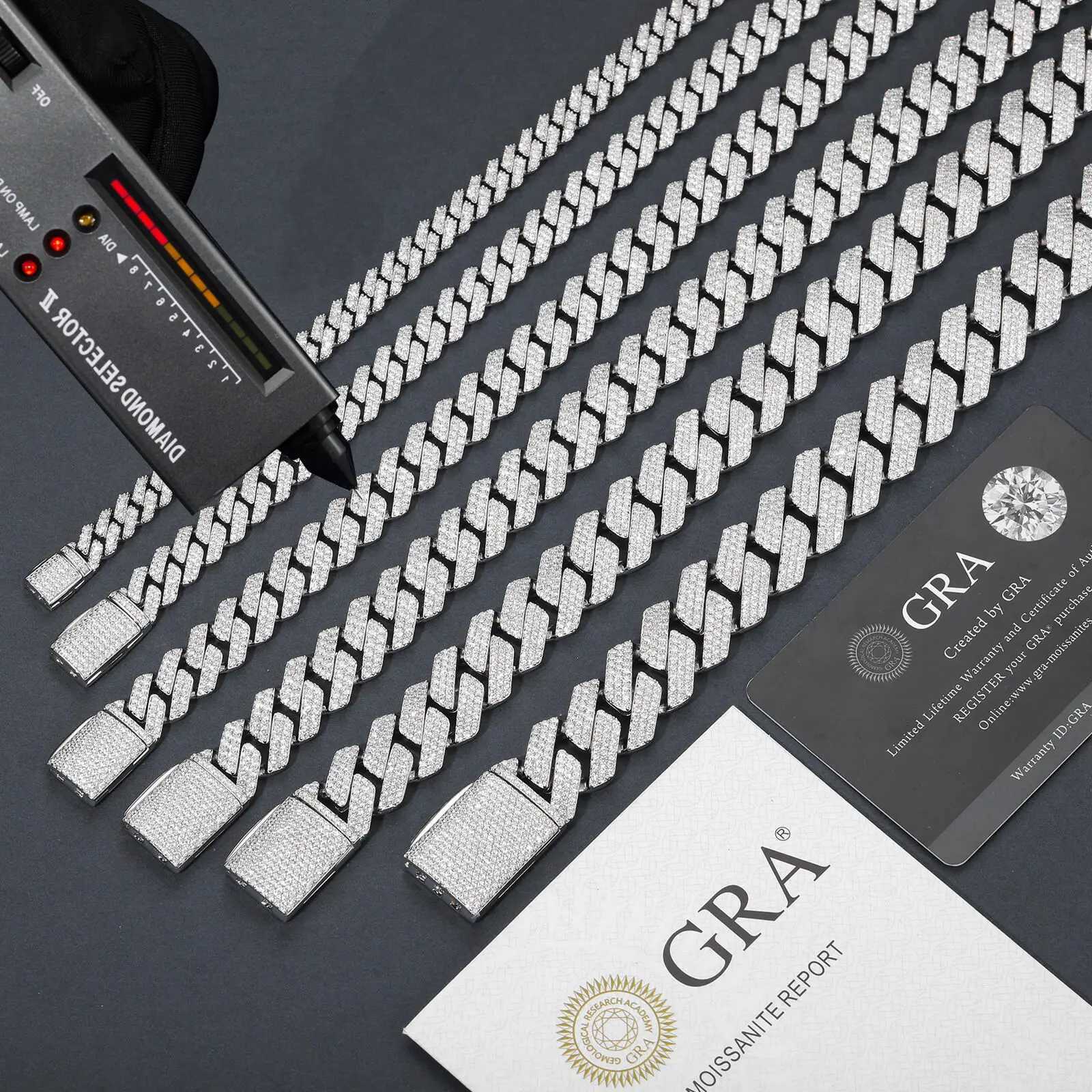 in Stock Hip Hop Iced Out Jewelry 14k 18k Real Solid Gold Necklace 8mm 10mm 12mm 14mm Vvs Moissanite Diamond Cuban Link Chain