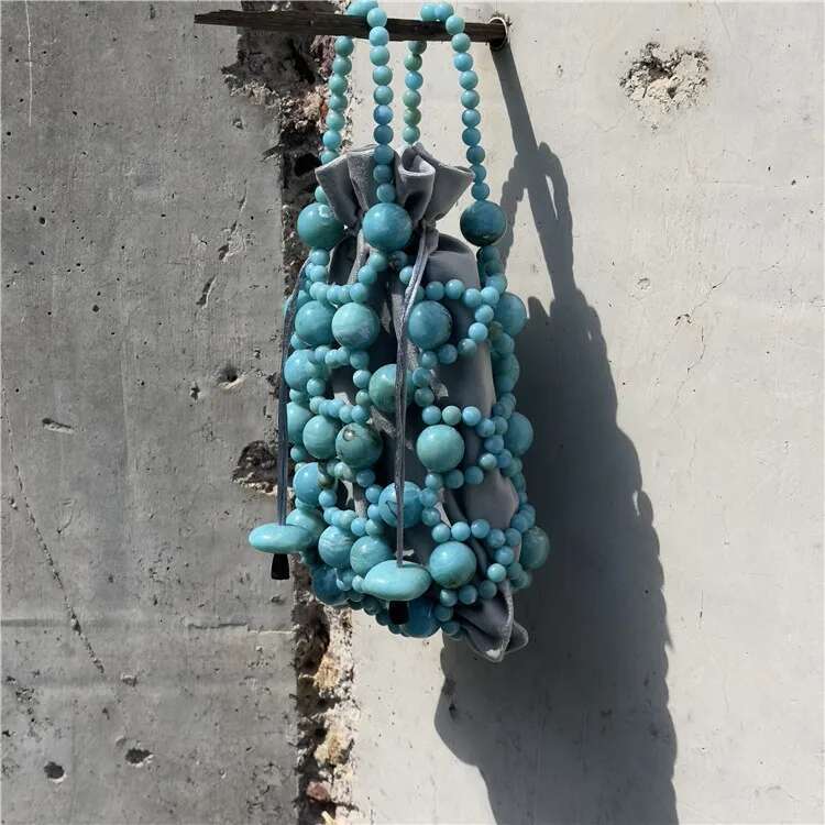 Boutique Acrylic Turquoise Stone Handmade Evening And Clutches For Women Formal Bags Party Rhie Handbags