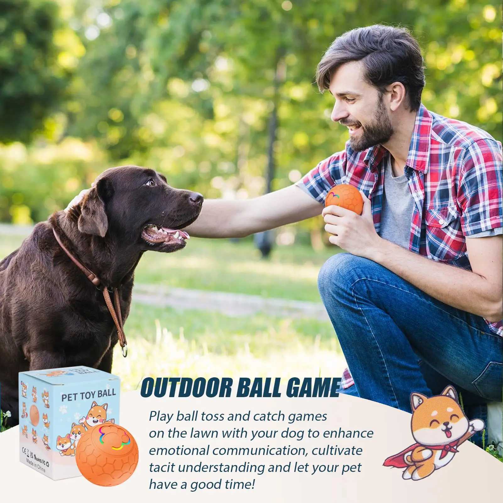 Active Rolling Ball for Dogs - 2.2 Sturdy Motion Activated Interactive Dog Ball for Puppies/Small/Medium Dogs USB Rechargeable Ball Y250705