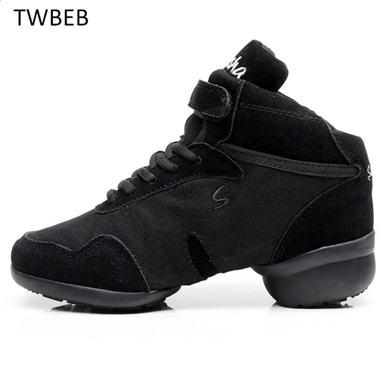 Dance Shoes Men Women Sneakers Dance Modern Hip-hop Salsa Dancing Shoes Black Canvas Genuine Leather Breathable Sports Man Sho 250214
