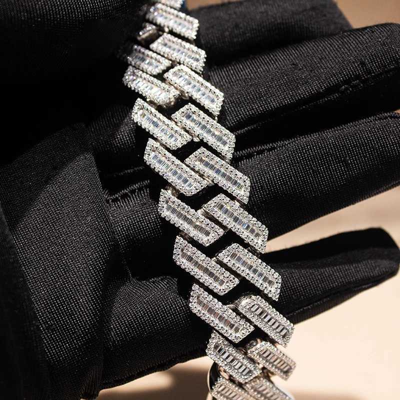 hip hop men jewelry 925 silver 20mm Cuban link 4Rows Emerald Moissanite Cuban Chain link Bracelet
