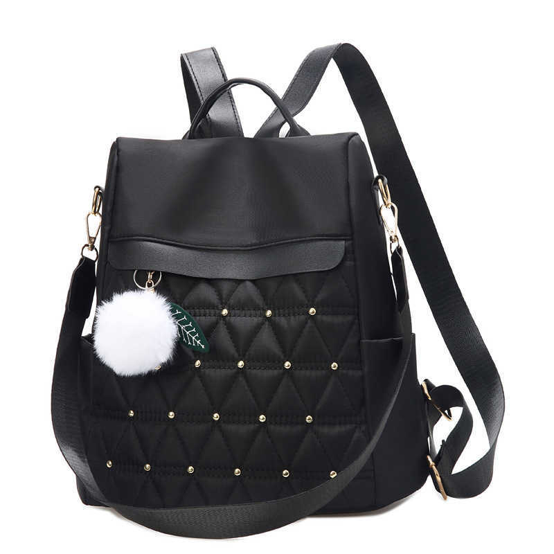 New Embroidered Diamond Grid Leisure Backpack Large Capacity Leisure Backpack Commuter Womens Bag