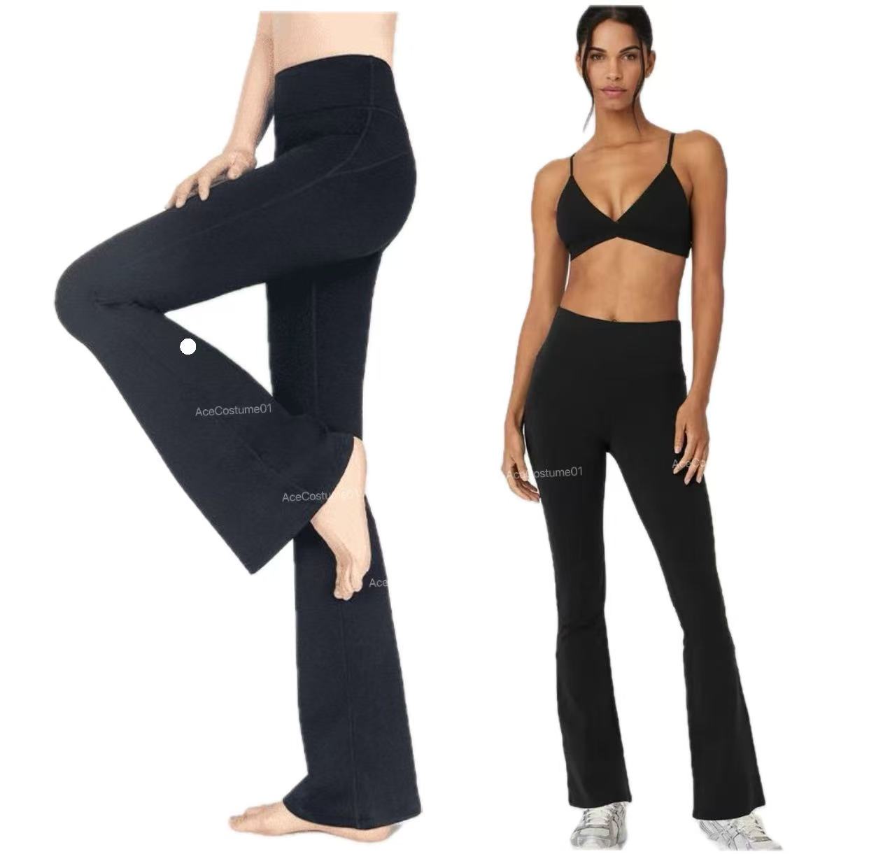 New Align Women Yoga Pants Solid Color Nude Sports Shaping Waist Tight Flared Fitness Loose Jogging Sportswear Womens Nine Point Flared Pant High Quality Pants