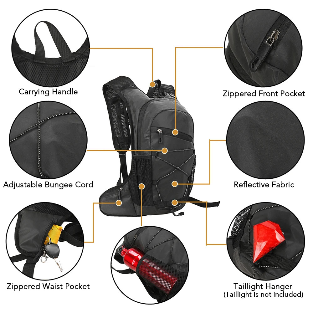 8L High Visibility Reflective Cycling Hydration Backpack Outdoor Sports Running Hiking Backpack Travel Daypack Shoulder Bag 250214