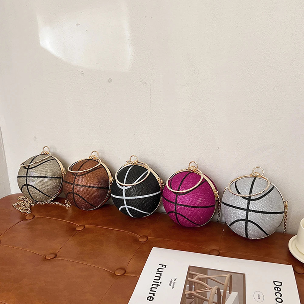 Womens fashionable shoulder bag basketball evening novel handbag large capacity chain creative hanging 250213