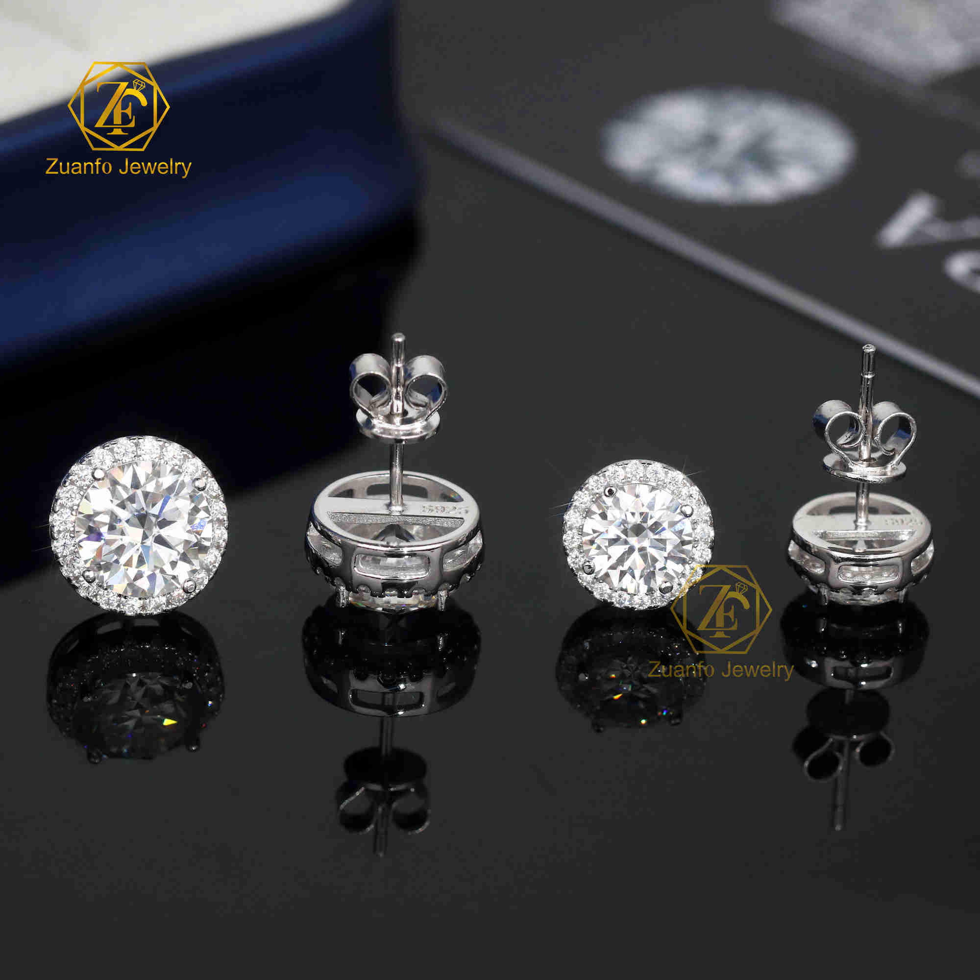 18k Gold Diamond Earrings IGI Certificated Round Square Halo Flower 14k Solid Gold Lab Grown Diamond Earrings
