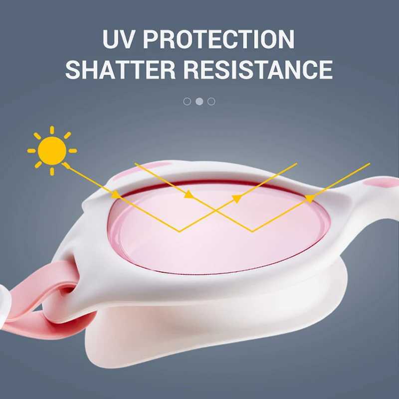 Funny Kids Cat Swimming Goggles Anti-UV HD Lens Anti-fog Pool Glasses for Children No Leaking Quick Adjustable Strap with Case Z250215