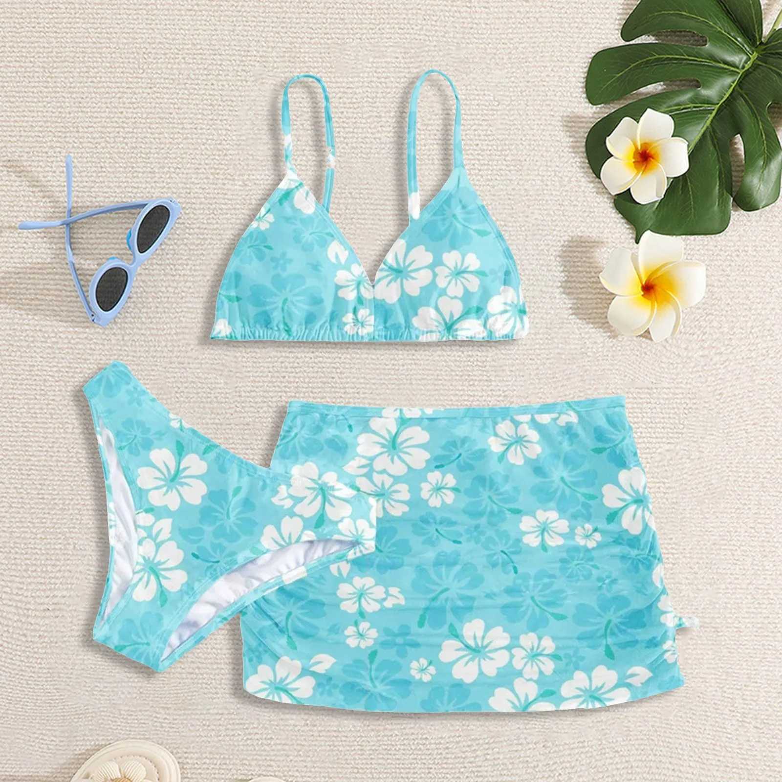 Children Printed Bikini Sets Bandage Push Up Net Swimsuit New High Elastic ChildrenS Swimsuit Three Piece For Girls Kid BikiniXJ250214
