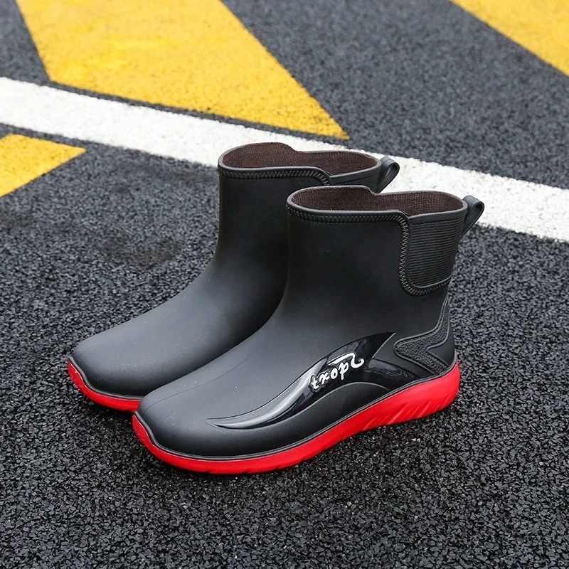 Cropped Rain Boots Mens Waterproof Kitchen Non-slip Work Hard-wearing Rubber Shoes Fishing Shoes Water Shoes 250213