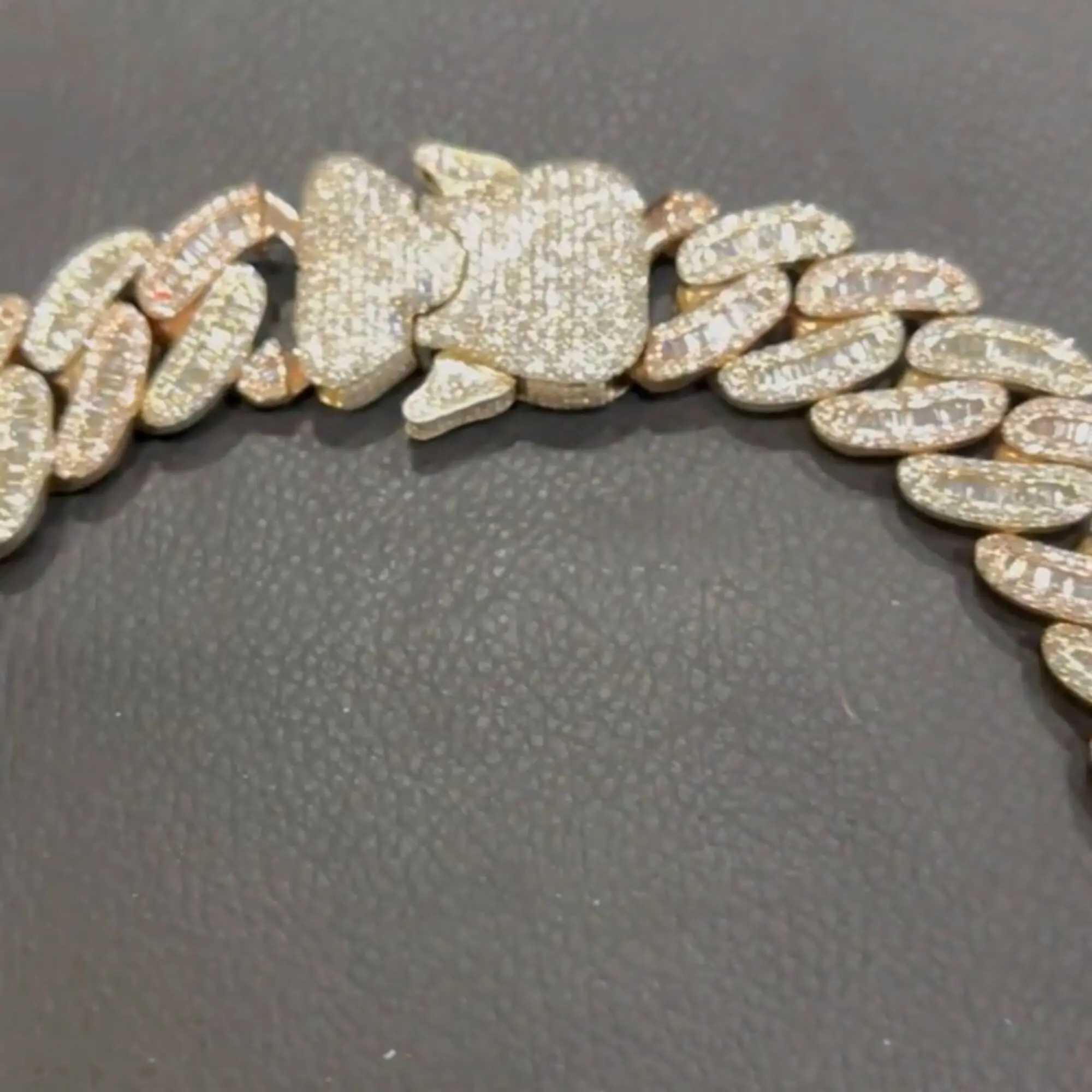 Luxury 18mm Hip Hop Full Iced Out Rope Chain Vvs Diamond Moissanite Rope Chain Men Hip Hop Iced Out