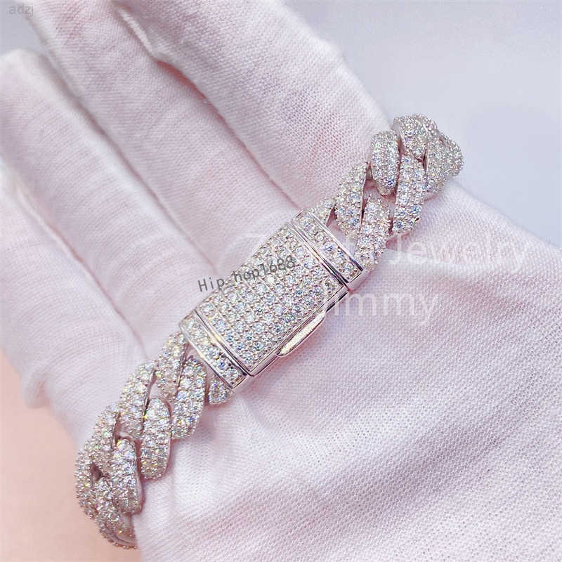 Moissanite Jewelry 13mm Moissanite Cuban Bracelet Vvs Moissanite Link Cuban Bracelet 925 Sterling Silver Luxury Gift Box Trendy