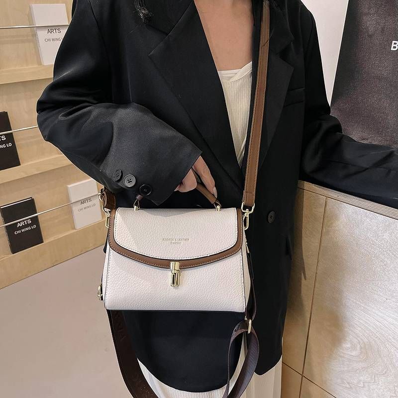 Summer New 2024 High-End Exquisite Retro Fashion Lychee Pattern Hand-Carry Shoulder Women's Bag