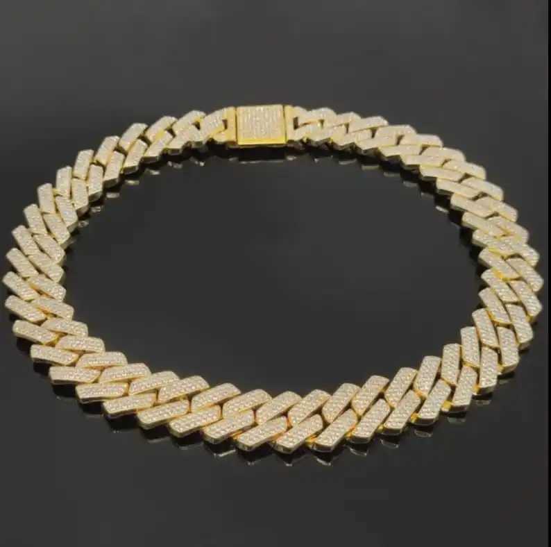 20mm Diamond Encrusted Cuban Link Chain Iced Vvs Lab Cz Necklace 14k White Gold Plated Miami Link Choker Cheap Price Best Gift