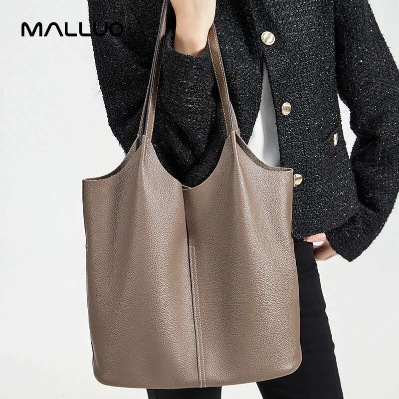 Women's Cowhide Bucket Ladies Bag Lady Casual Genuine Cow Leather Shoulder Bags ladies Tote Handbags for Female