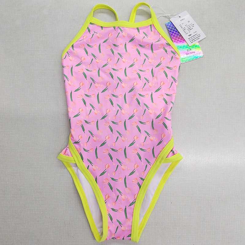 High Quali Professional Girls Swimsuit Teenage Girls Training Racing Swimsuit Printed Swimming Costumes For KidsXJ250214
