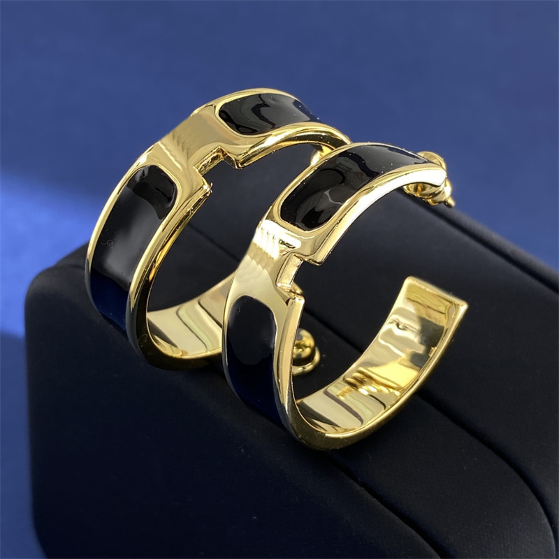 Designer Stud H Earrings Luxury enamel Hoop Women Fashion horse Jewelry Earing Metal Pearl Earring cjeweler Woman Crystal Diamond hgj65