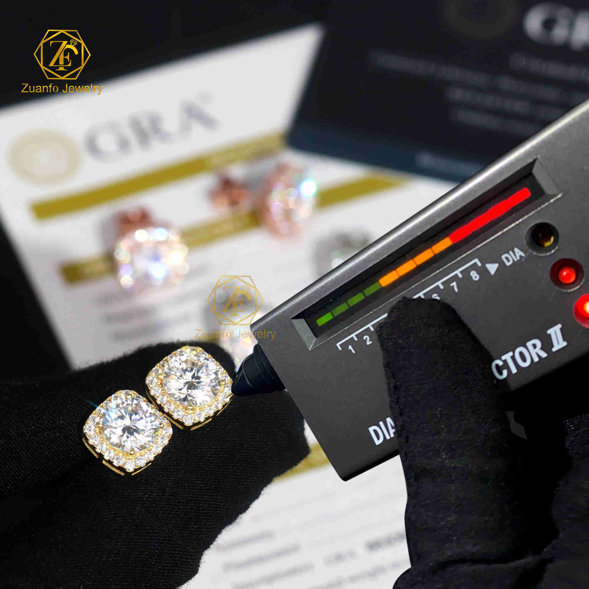 RTS Fine Jewelry 925 Sterling Silver VVS Moissanite Earrings 6.5mm 8mm Round Halo Studs for Men Party Accessory