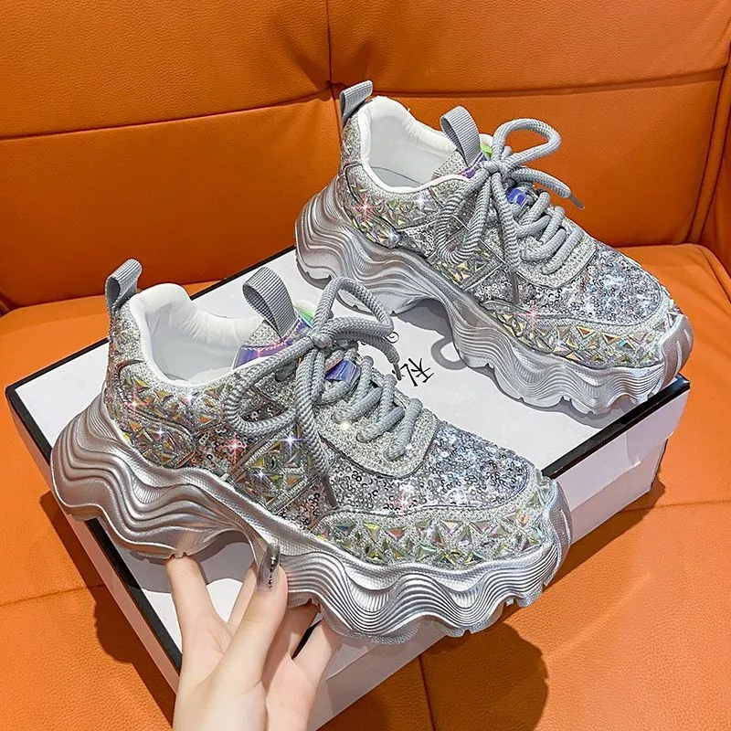 Water Dia Women's 2024 Winter New Designer Fashion Lace Sponge Cake Thick Bottom Height Increasing Casual Sports Shoes