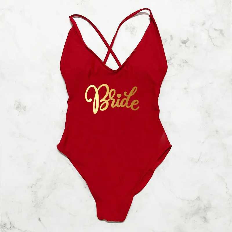 Sexy Padded one-piece swimsuit bride swimsuit womens team bride crown swimsuit women 2023 Bachelorette Party bikini swimsuitW250214