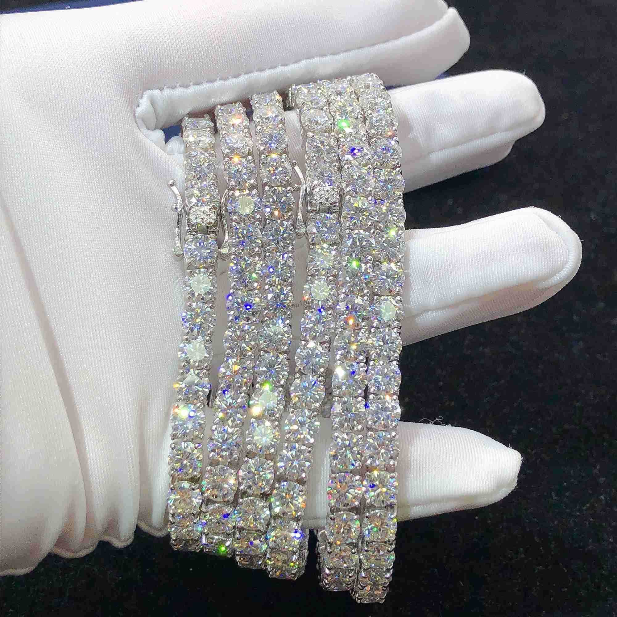Hip Hop Moissanite Jewelry 5mm Bracelet Pass Diamond Tester Vvs Moissanite Tennis Chain in Stock